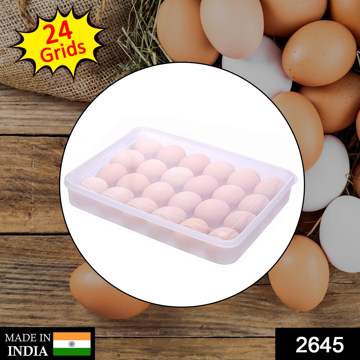 2645 24 Grids Plastic Egg Box Container Holder Tray for Fridge with Lid for 2 Dozen Egg Tray 2645 24 Grids Plastic Egg Box Container Holder Tray for Fridge with Lid for 2 Dozen Egg Tray